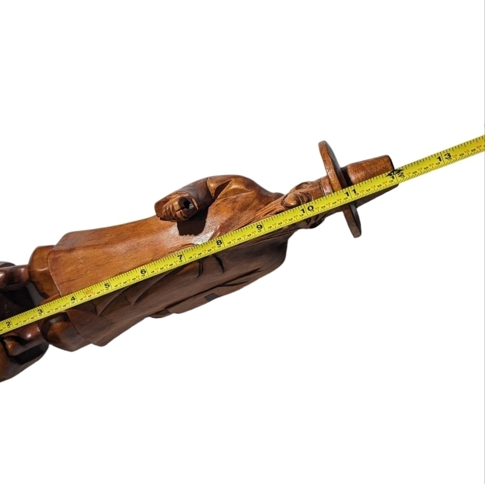 Oriental Hand Carved Wood Vintage Incense Holder Old Man Fashioned Hat Retro - Picture 8 of 9